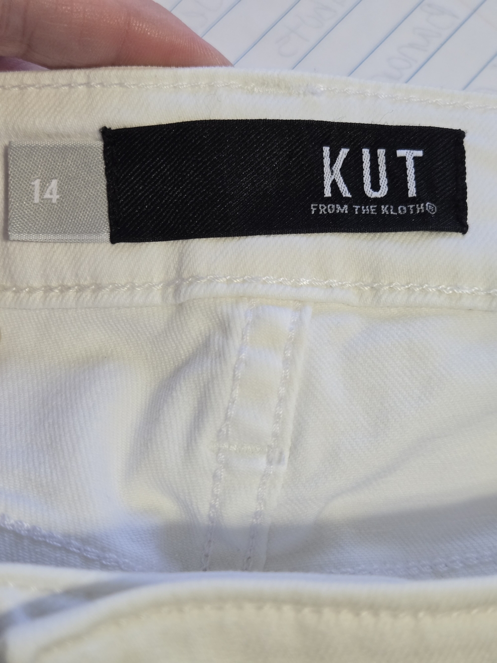 KUT from the Kloth Reese Fab Ab Ankle Straight Leg White Jeans Raw Hem Size 14 - Picture 7 of 11